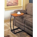 Distressed Oak and Black Metal Sofa Table