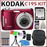 Kodak Easyshare C195 14MP 5X Digital Camera Red + 8GB Accessory Kit