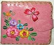 Butterfly and Flowers Embroidery Wallet Pink - Medium