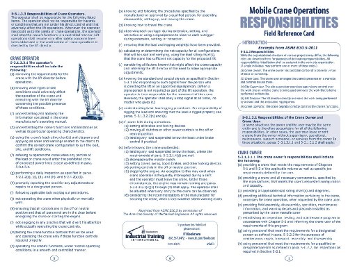Mobile Crane Operator Responsibilities Pocket Card (ASME B30.5)