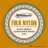 D'Addario Set Folk Blk Nyl /Silver Ball