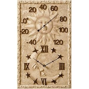 Chaney Instrument 02327A1 Sun Moon thermometer Clock Combo