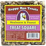 Happy Hen Treats 7.5 oz. Square-Mealworm and Peanut, 4.25" by 4.25" by 1.25"
