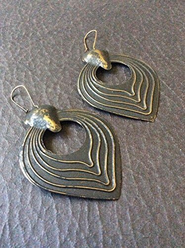 Ebony Art Deco Style Distressed Metal Earrings