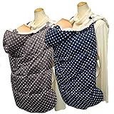 エルゴ対応　クロスプラス　授乳兼用 タフタ水玉プリント　裏ボア　ダウン使用　3WAY リバーシブル　ワンタッチケープ 簡易亀甲・ママコート (紺×オフ水玉)