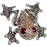 Big Red Eye Silver Frog Enameled Bejeweled Crystal Trinket Box