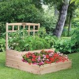 Suncast WGBLT48 48-Inch by 48-Inch Cedar Wood Tiered Garden Bed With Trellis