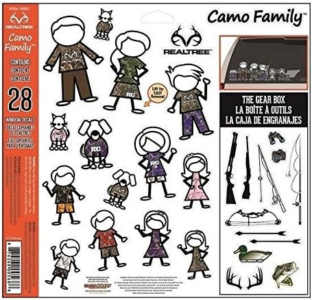 CamoWraps 28 Pack of Realtree Camo Family Decal Set with Gear Box. Package Size is 12 x 11.75