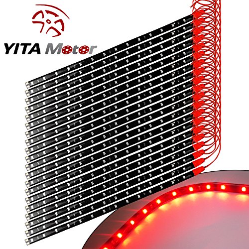 YITAMOTOR 20x 12V Car Motorcycle 30CM 15SMD LED Waterproof Flexible Pure Red Light Strip