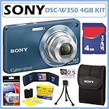 Sony DSCW350L DSCW350 BLUE DSC-W350 14.1MP Digital Camera with 4x Wide Angl ....
