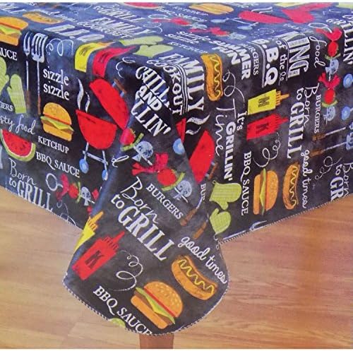 Spring and Summer Barbecue-Themed Vinyl (Peva) Tablecloth (52x70)