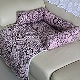 Dog/Cat Bed Soft Warm Pet Cushion Furniture Cushion Basket Sofa Kennel Couch Bed Flower Print (Pink, L)