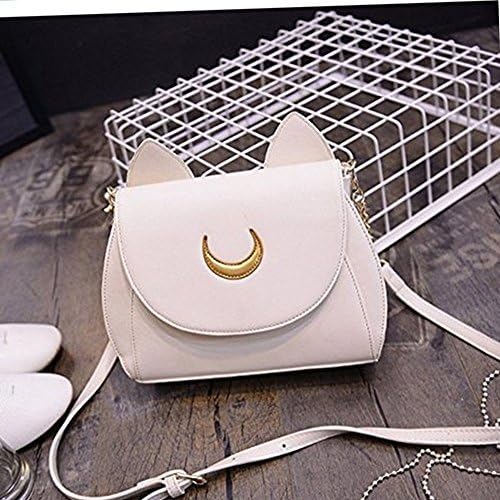 Huajun® Sailor Moon Handbag Teen Purse Kitty Cute Shoulder Bag for Women (White)