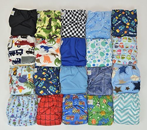 20 Pack Pocket Cloth Diapers with 40 Inserts (2 Inserts Per Diaper)-boy Pack