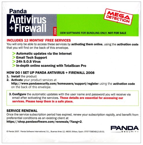 Panda Antivirus Firewall 2008 OEM License, 3 Pack (PC)