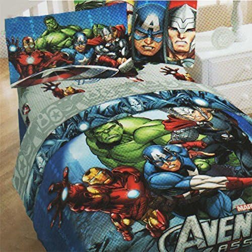 4pc Marvel Comics Avengers Twin Bedding Set Superhero Halo Comforter and Sheet Set by Store51 LLC