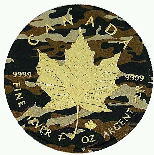 2016 1 Oz Ounce Canadian Silver Maple Leaf Coin .9999 Army Maple Gold Gilded