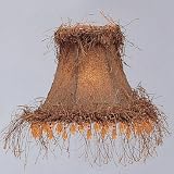 Bell Shaped Silk Chandelier Clip On Lamp Shades - Brown with Silk Fringe and Amber Beaded - B1466
