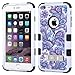 MYTURTLE iPhone 6S Plus Case, iPhone 6 Plus Case Hard Plastic Hybrid 3 Layer Protective Full Cover Slim Case With Stylus Pen and Screen Protector, Purple Flowers Black Kickstand