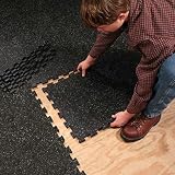 Supermats 6 Pieces of Solid Black Rubber Interlocking Floor Mats Pack (19.5-Inch x 19.5-Inch)