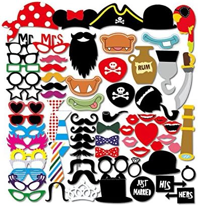 Termath Funny Photo Booth Props 72 Pieces DIY Kit for Birthday Party Wedding Reunions Dress-up Costume Accessories