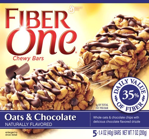 Fiber One Chewy Bars, Oats & Chocolate, 5-Count Boxes (Pack of