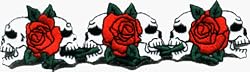 6 Skulls & 3 Roses - Emboidered Iron On or Sew On Patch