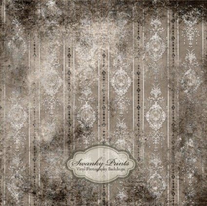 Swanky Prints JS-7TWY-ZBW9 4' x 4' Gray Vintage Flower Vinyl Photography Backdrop