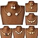 Gold or Silver Plated Artificial Pearl Diamante Bib Collar Charm Necklace Hook Earrings Jewelry Set or Necklace