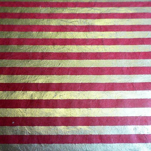 Lama Li Metallic Stripe Paper- Red 20x30 Inch Sheet