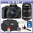 Canon EOS Rebel T1i 15.1 MP Digital SLR w/ Canon EF-S 18-55mm IS Lens & Canon EF-S 55-250mm IS Lens + Canon Battery + Canon Bag + 16GB + Deluxe Accessory Package K#7