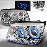 1999-2004 Volkswagen Jetta Led Stripe Dual Halo Projector Headlights Chrome by Instyleparts