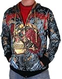 CHRISTIAN AUDIGIER Mens Tattoo Hoodie Shirt Sweatshirt Jacket Black