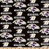 58'' Wide NFL Cotton Broadcloth Baltimore Ravens Black/Purple/Gold Fabric By The Yard