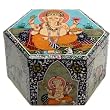 Ganesh Gift: Large Hexagonal Marble Box with Ganesh Painting
