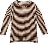 アルゴヴィア ボーダースリット産後授乳服 L ベージュ×ブラック スムース 346108