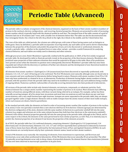 Periodic Table (Advanced): (Speedy Study Guides)