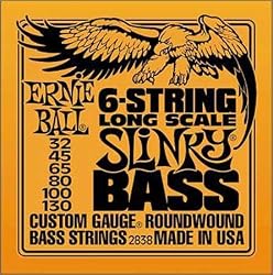 Ernie Ball 2838 Electric Bass Long Scale Slinky, 6 String Set
