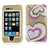 Luxmo Pink White Pearl Heart Full Diamond Rhinestones Bling Design
