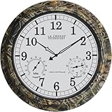 La Crosse Technology WT-3181 18-Inch Outdoor Analog Atomic Clock with Temperature and Humidity, Camouflage