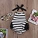 Baby Girls Striped Halter Backless Ruffle Romper with Headband
