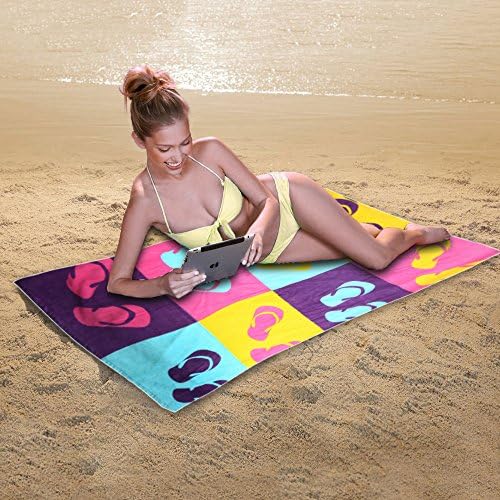 100% Cotton 75cm X 150cm Adult's Beach Towel Reactive Printed Pool Towels Unisex Drying Cute Slipper Print Pattern