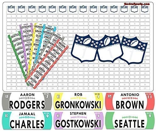 Fantasy Football Draft Board - FREE Shipping - REUSABLE/PORTABLE - 2015-16 Magnetic Kit, MOVABLE Names - Write/Erase Option - MULTI-SPORT - Large 60"x38" - Roll-Up for Storage - Get the party started now!