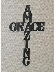 Home: Amazing Grace 12" Cross Laser Cut Wood - MotorheadArt