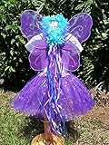 6 Pc Girls Dark Purple & Teal Fairy Set with Wings, Headband, Halo