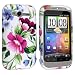 TPU Rubber Skin Case for HTC Wildfire S, White / Hot Pink and Blue Azalea