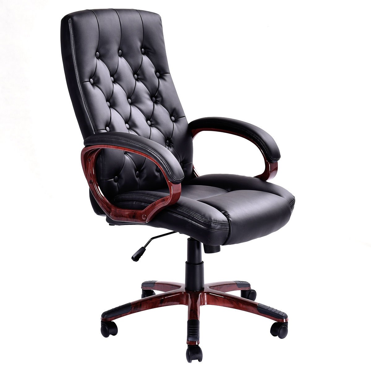 Giantex Ergonomic High Back Traditional Tufted Swivel Office Executive Chair, Black
