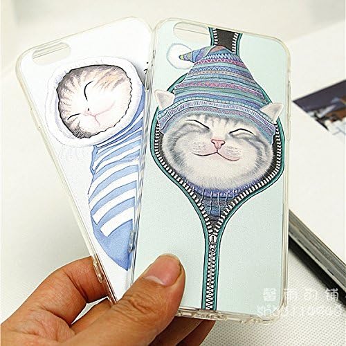 iPhone 6 Case, iPhone 6s Case, TOPS TECHNOLOGY™ Cartoon Cat in the Sock TPU Silicon Case for Iphone 6/6s (Zipper Cat)