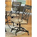 Set of 2 Antique Metal Finish w/Multicolor Tiles Dining Arm Chairs