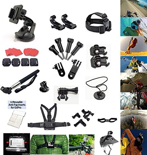 BlueHorn Accessory Kit Ultimate Combo Kit Accessories for Gopro 4 Gopro Hero 3+,gopro Hero 3,gopro Hero 2 and Gopro Hero Cameras Outdoor Sports Kit Parachuting Swimming Rowing Surfing Skiing Climbing Running Bike Riding Camping Diving Outing Any Other Outdoor Sports Gopro 4 Bundle Kit